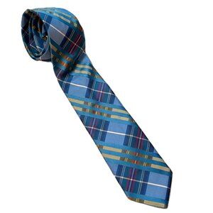Ted Baker London Mens Blue Plaid 100% Silk Tie 3" Wide USA Made 61" Long